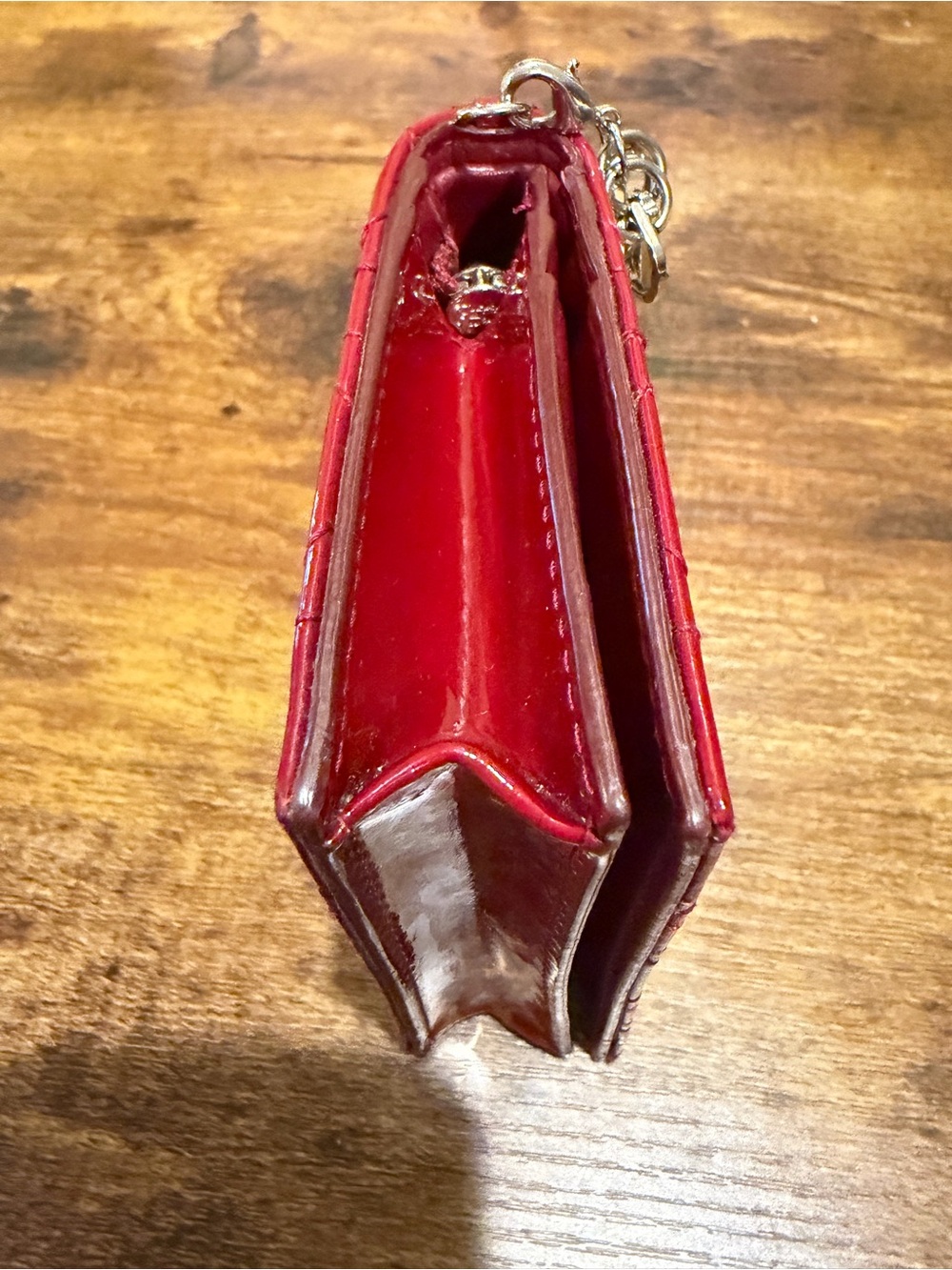 Mini Lady Dior Gardenia Wallet 🍒 Red Patent Cannage Calfskin - Picture 12 of 17